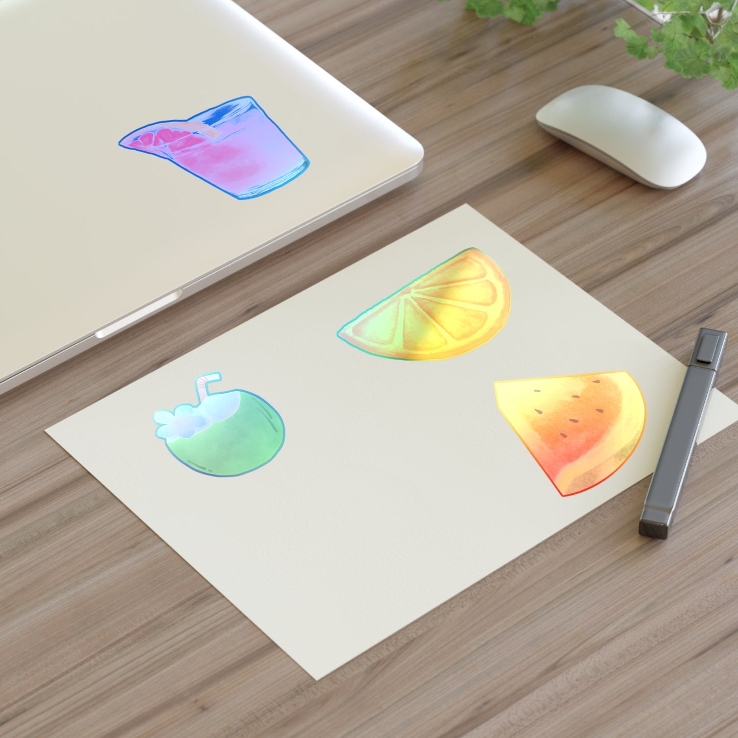 Decal Stickers - Cute Fruit and Beverage Design for Water Bottles, Laptop, Drinkware