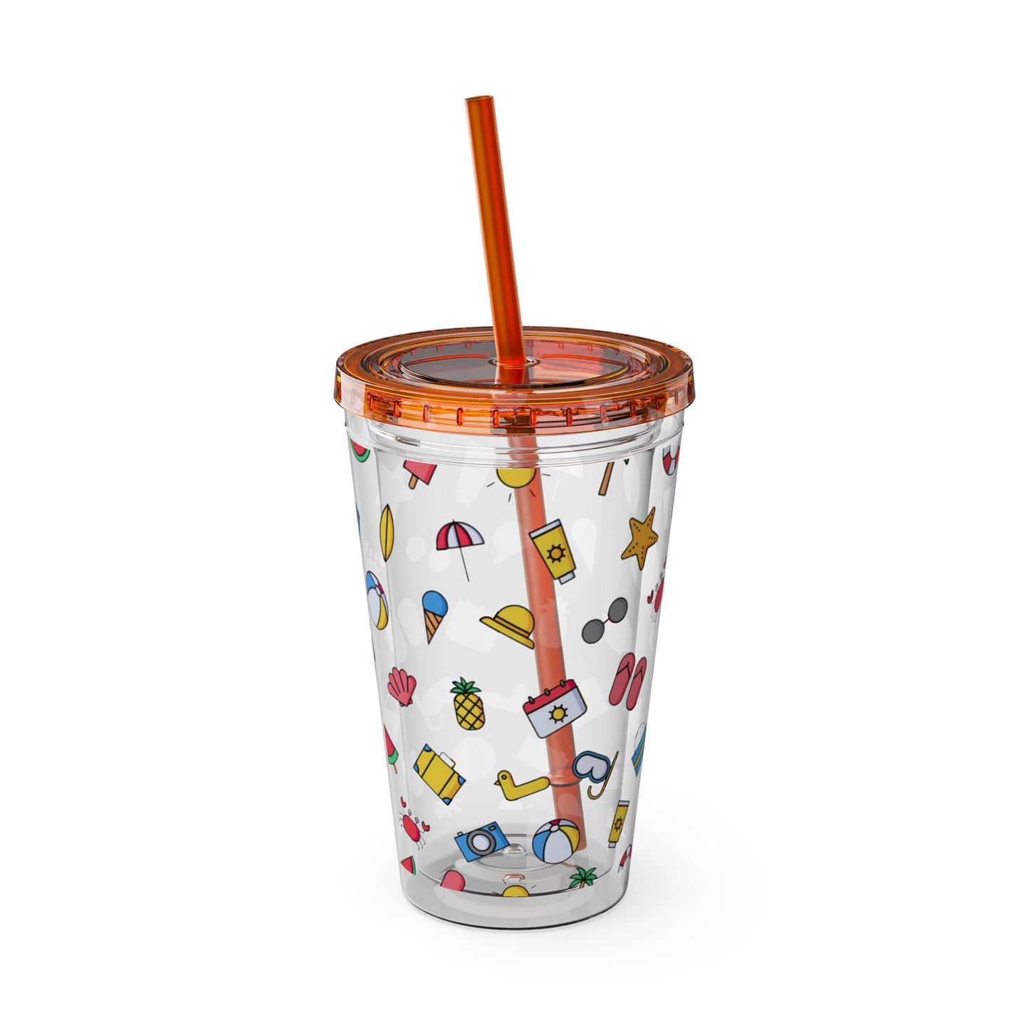 Fun Summer Print Plastic Tumbler: 16oz.