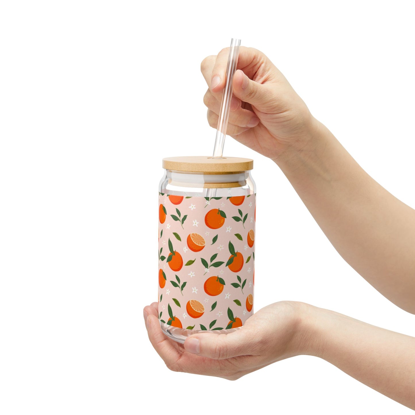 Citrus Burst Sipper Glass - 16oz with Straw - Perfect for Summer Drinks & Gatherings