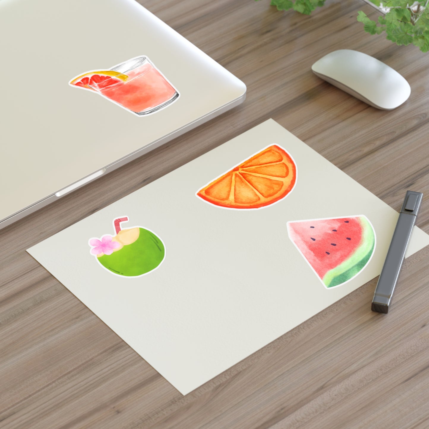 Decal Stickers - Cute Fruit and Beverage Design for Water Bottles, Laptop, Drinkware