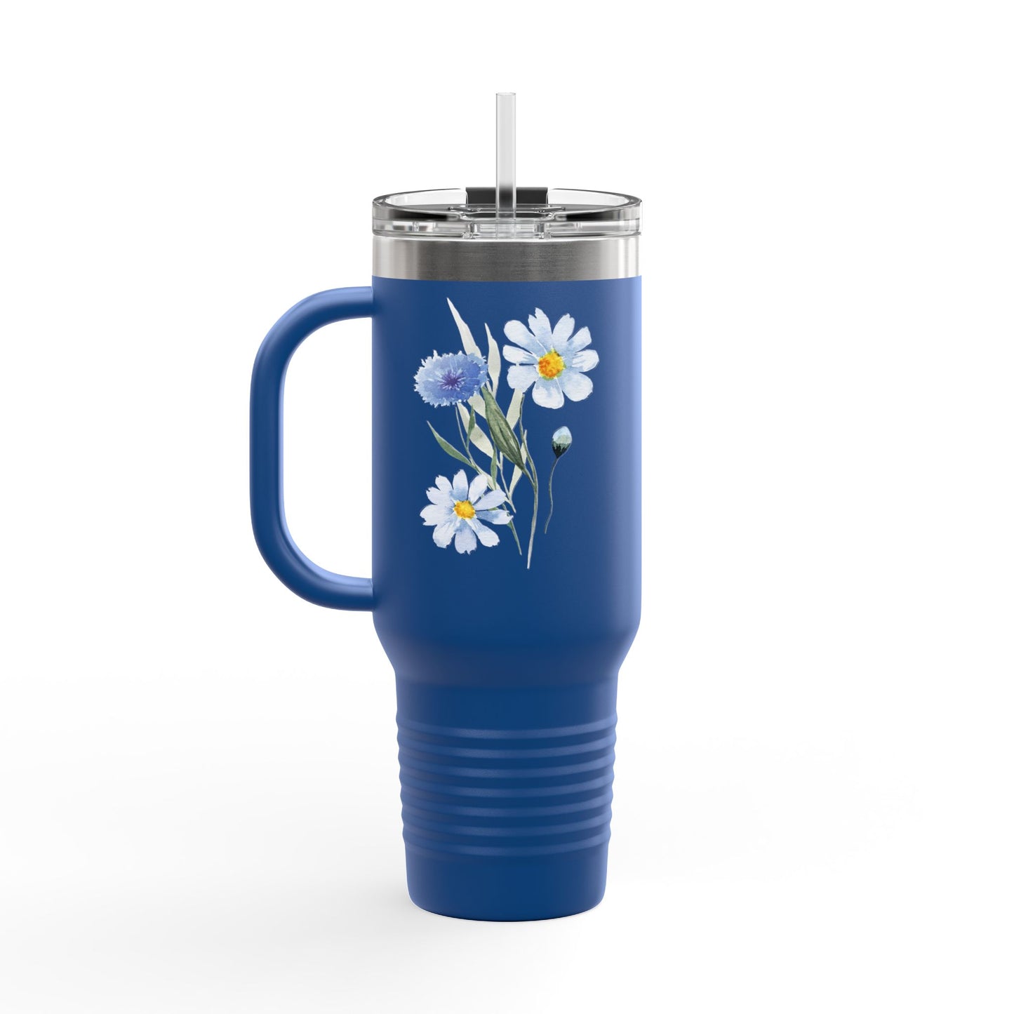 Floral Insulated Travel Tumbler With Handle - 40oz
