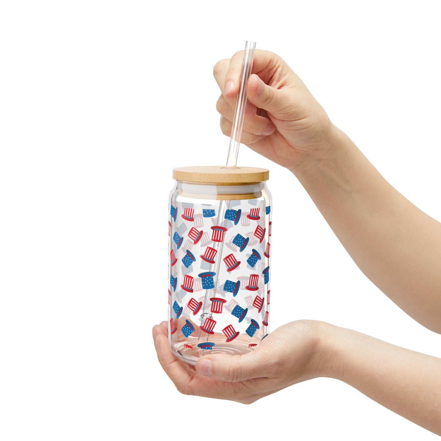 Patriotic Hats Sipper Glass - 16oz