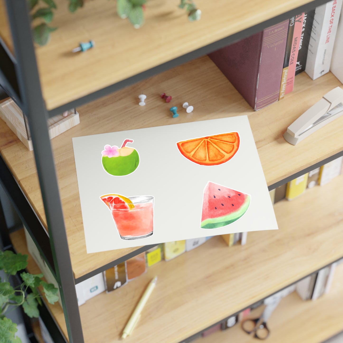Decal Stickers - Cute Fruit and Beverage Design for Water Bottles, Laptop, Drinkware