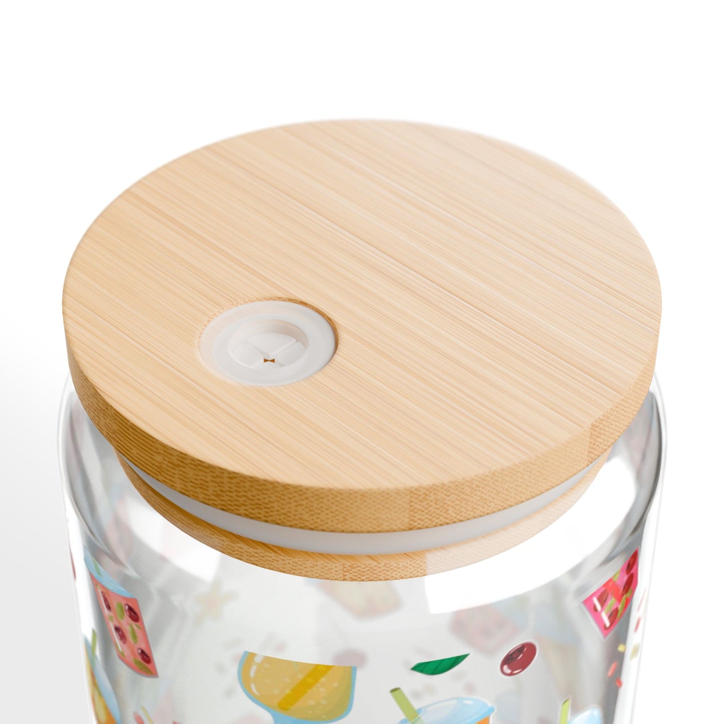 Colorful Tropical Sipper Glass - 16oz Drinkware with Bamboo Lid