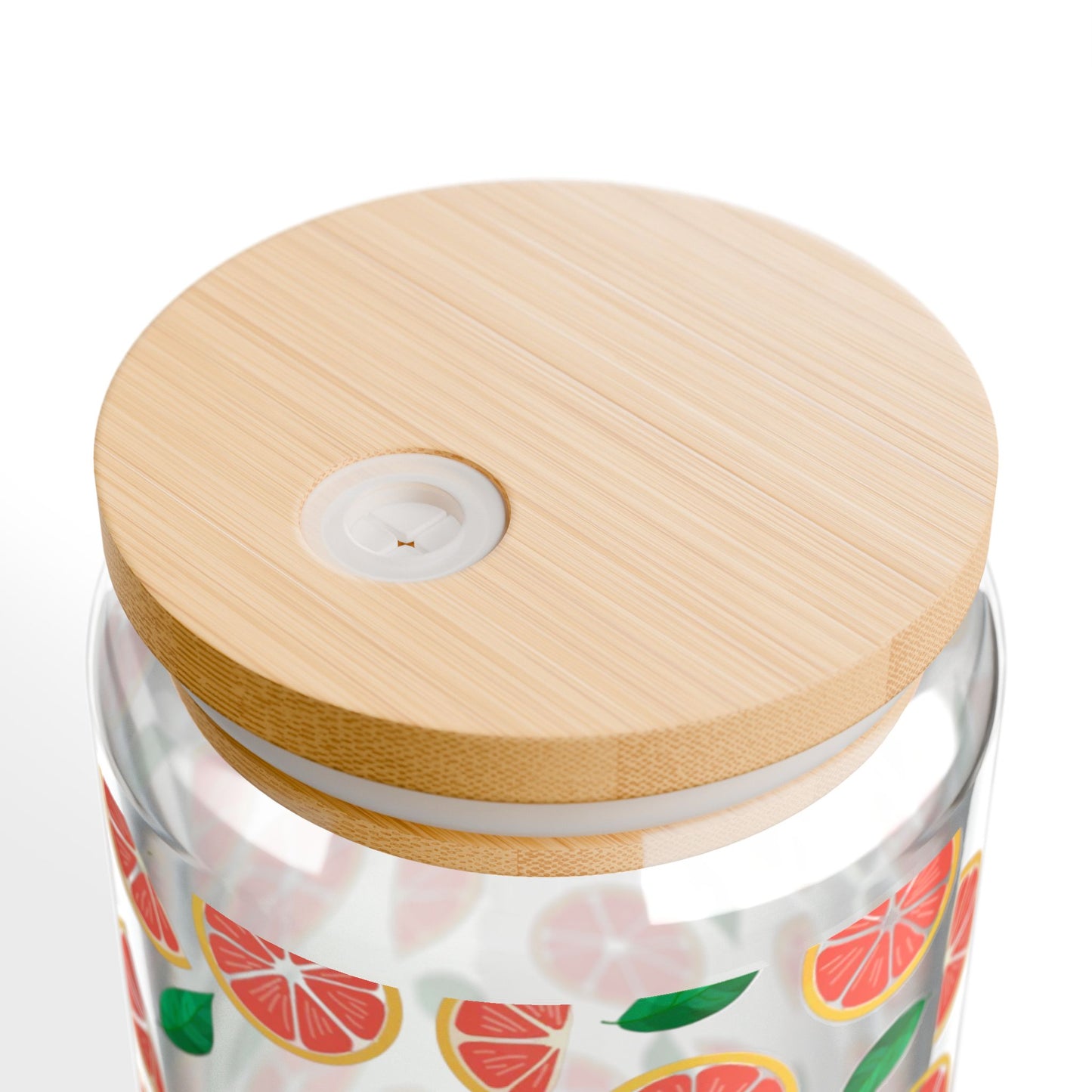 Grapefruit-Patterned 16oz Sipper Glass with Bamboo Lid