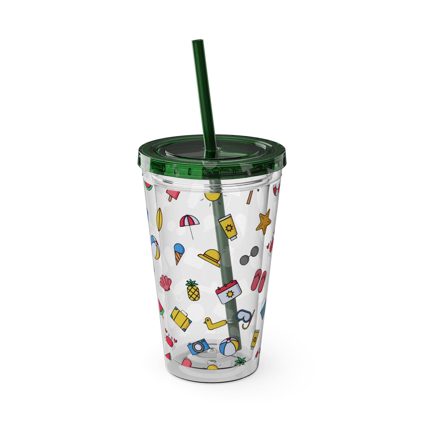 Fun Summer Print Plastic Tumbler: 16oz.