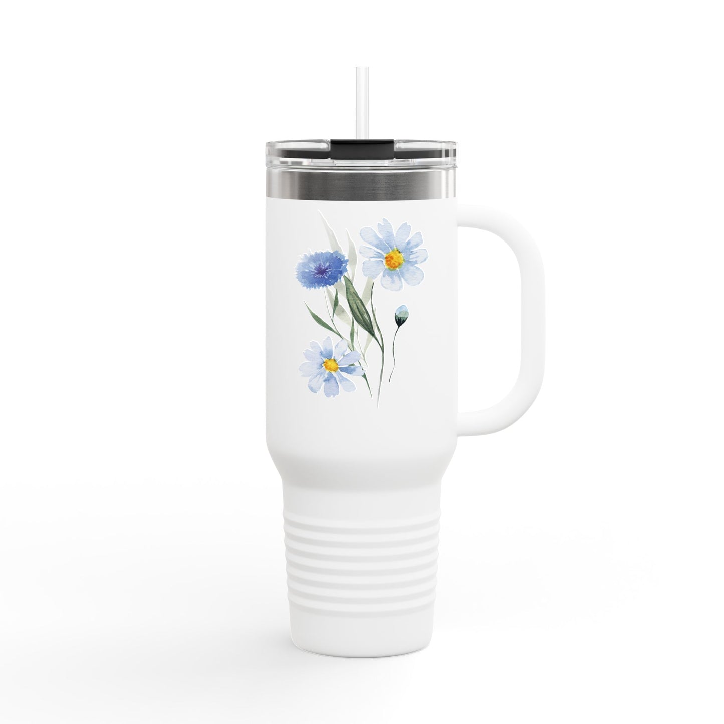 Floral Insulated Travel Tumbler With Handle - 40oz