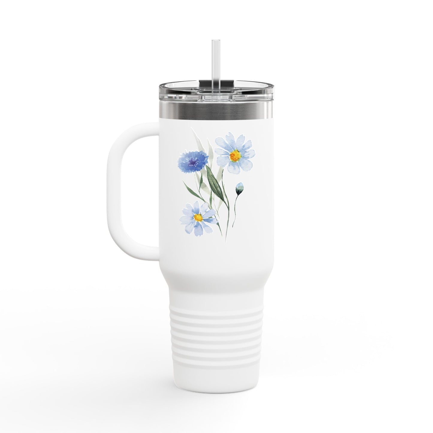 Floral Insulated Travel Tumbler With Handle - 40oz