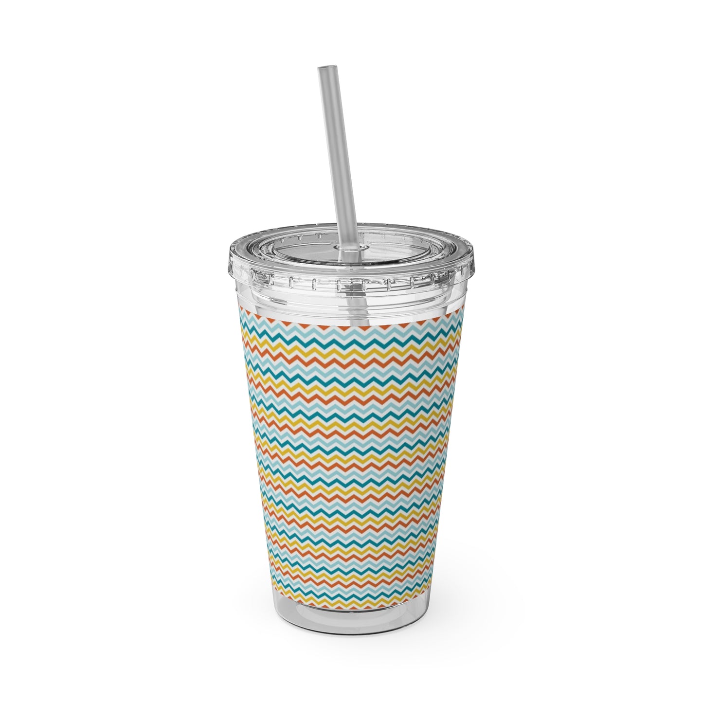 Sunsplash Chevron Tumbler with Straw - 16oz Plastic Drinkware