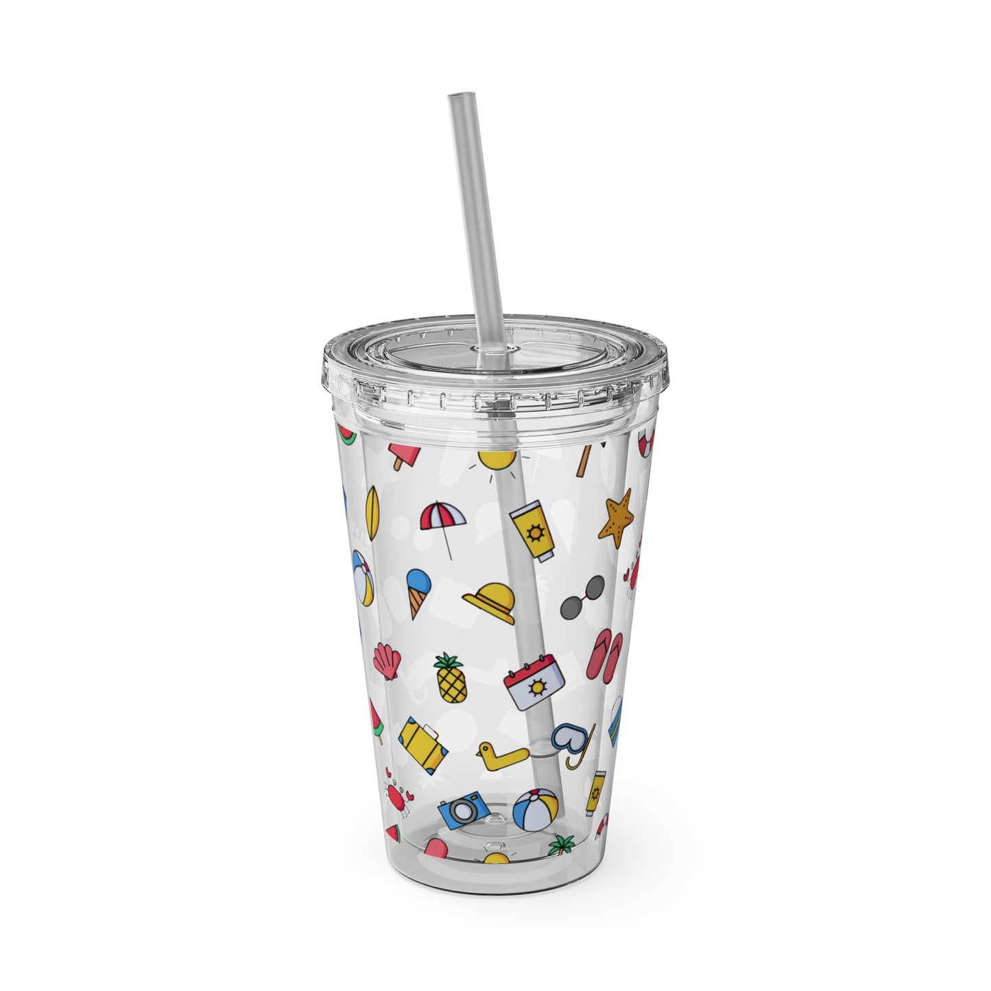 Fun Summer Print Plastic Tumbler: 16oz.