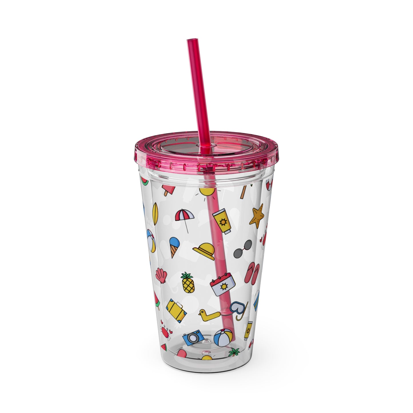 Fun Summer Print Plastic Tumbler: 16oz.
