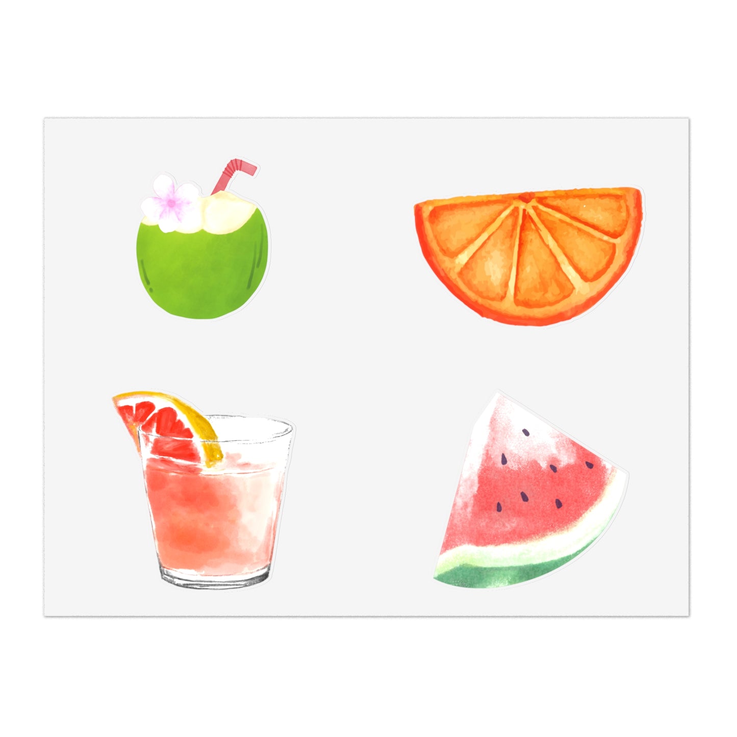 Decal Stickers - Cute Fruit and Beverage Design for Water Bottles, Laptop, Drinkware