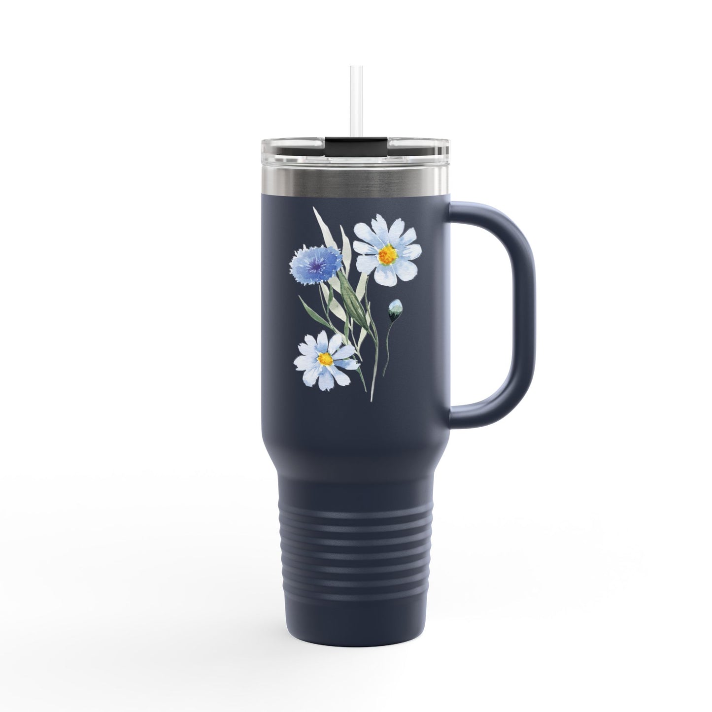 Floral Insulated Travel Tumbler With Handle - 40oz