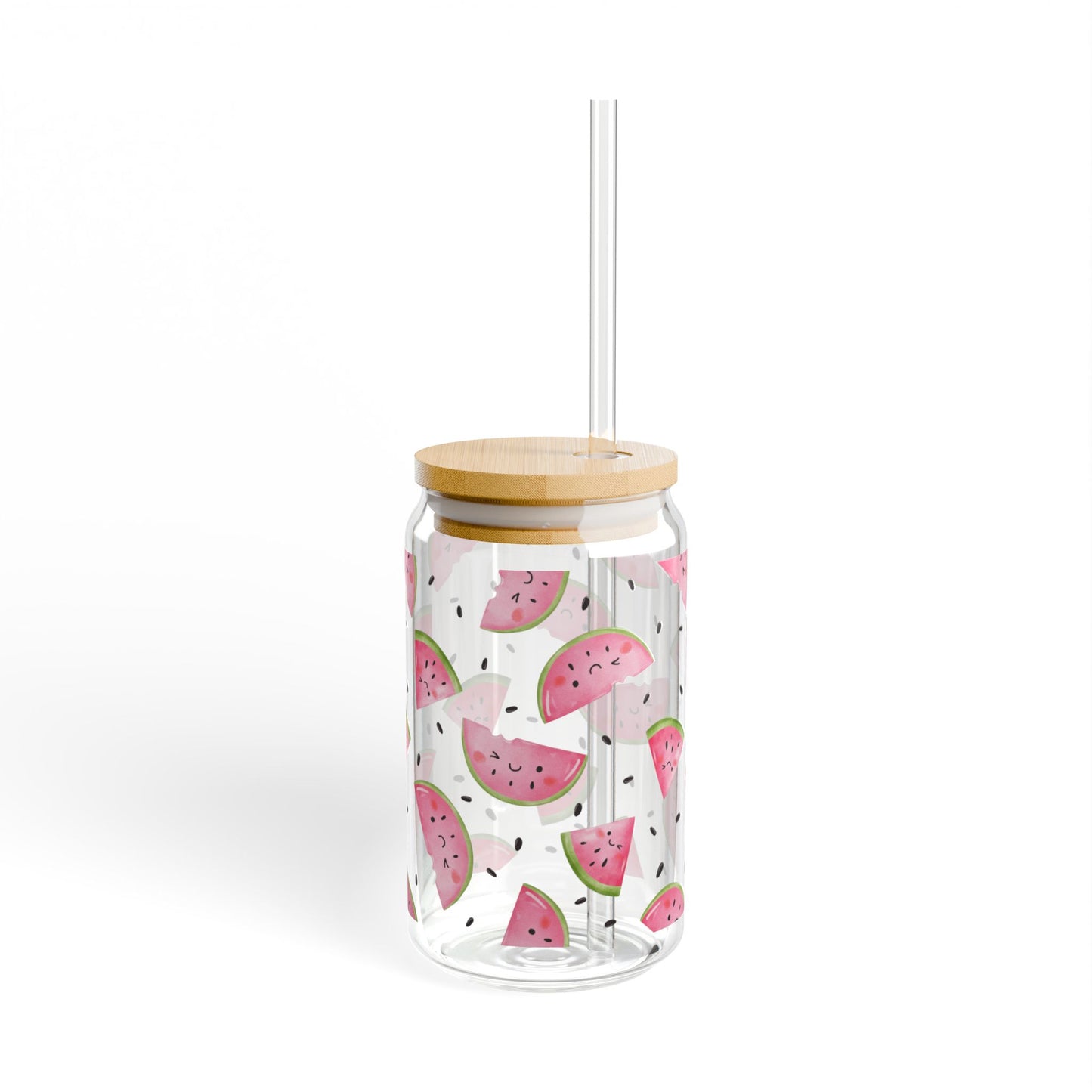 Watermelon Print Sipper Glass - 16oz Eco-Friendly Drinkware