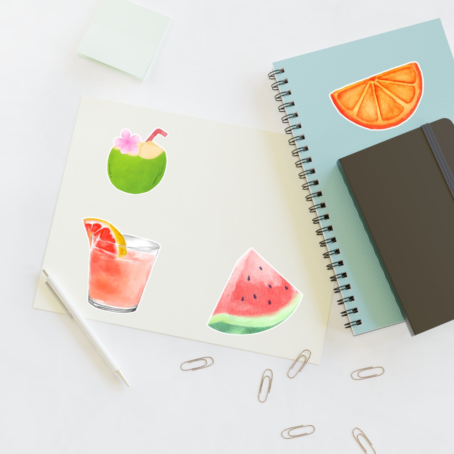 Decal Stickers - Cute Fruit and Beverage Design for Water Bottles, Laptop, Drinkware