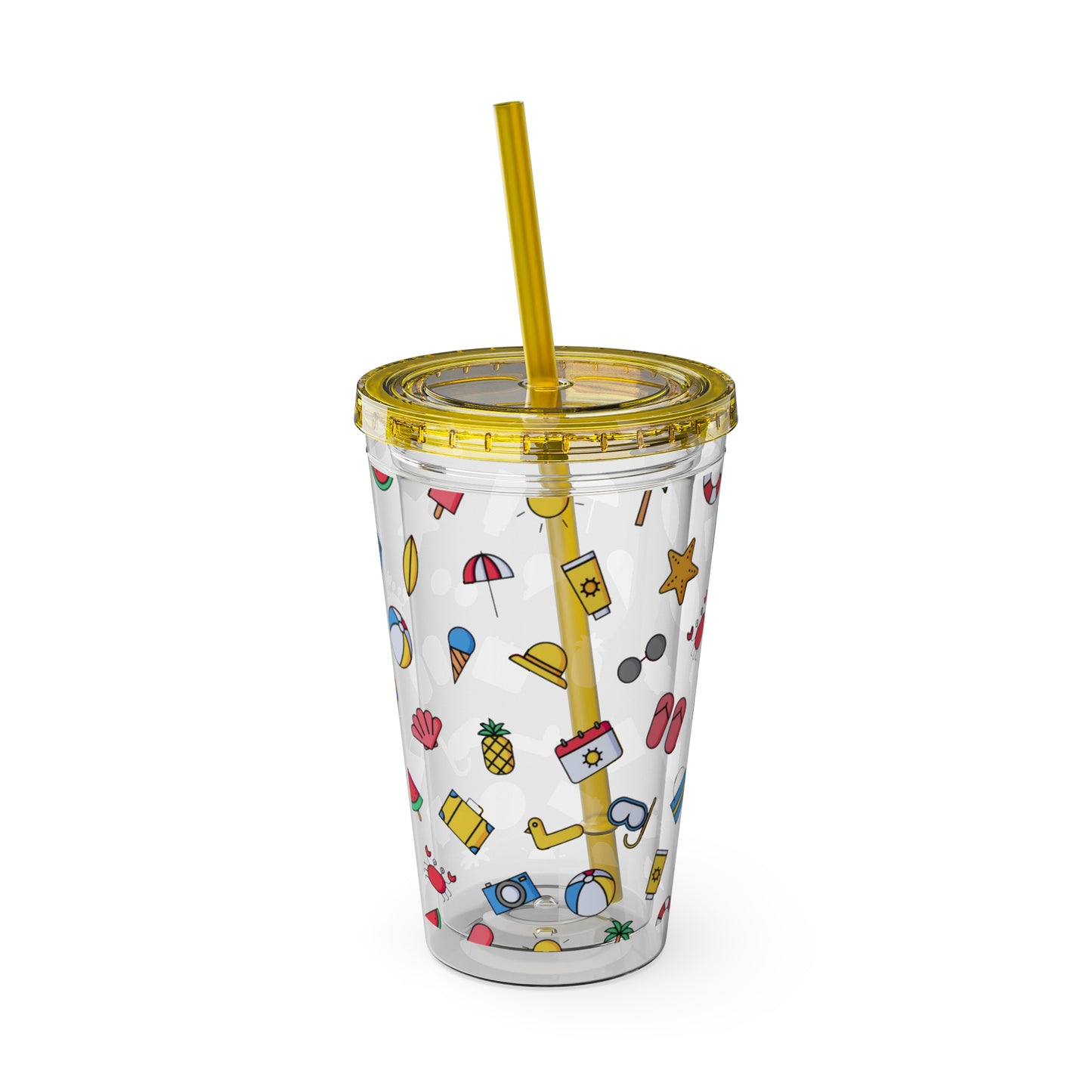 Fun Summer Print Plastic Tumbler: 16oz.
