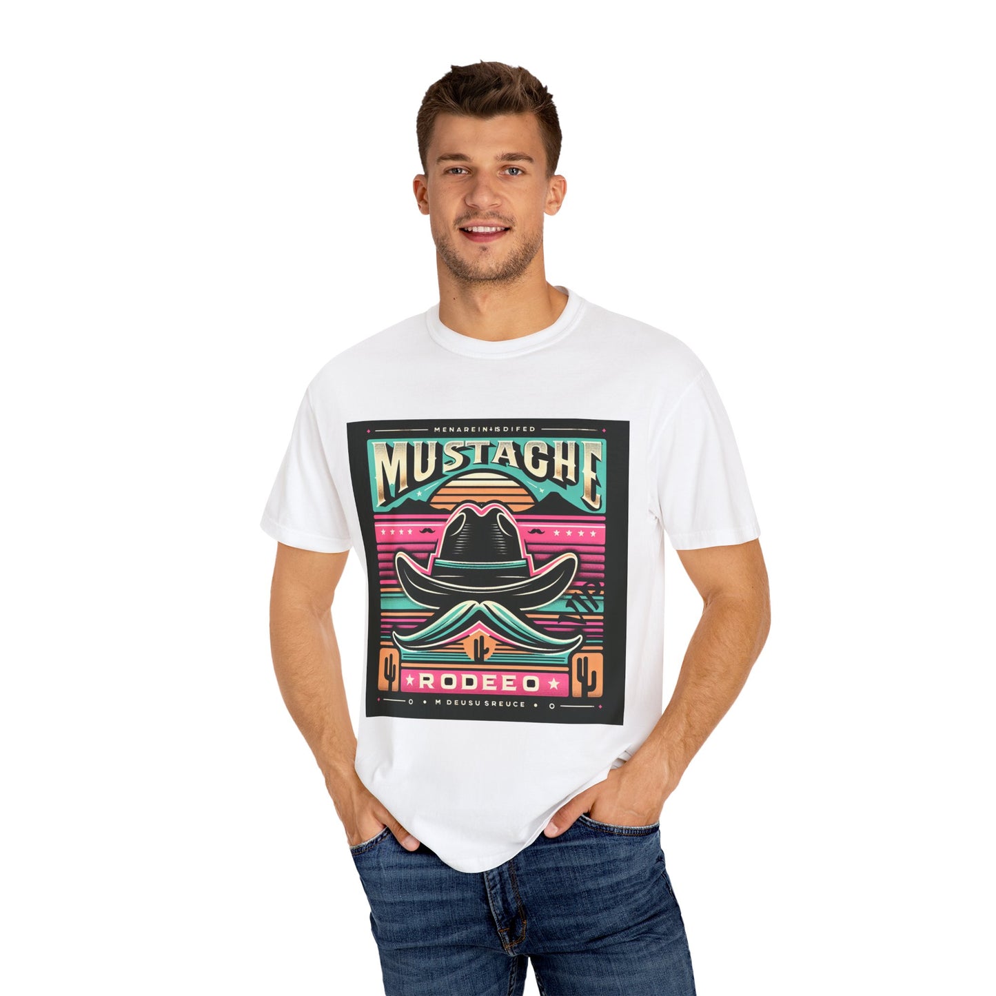 Mustache Cowboy Retro Tee