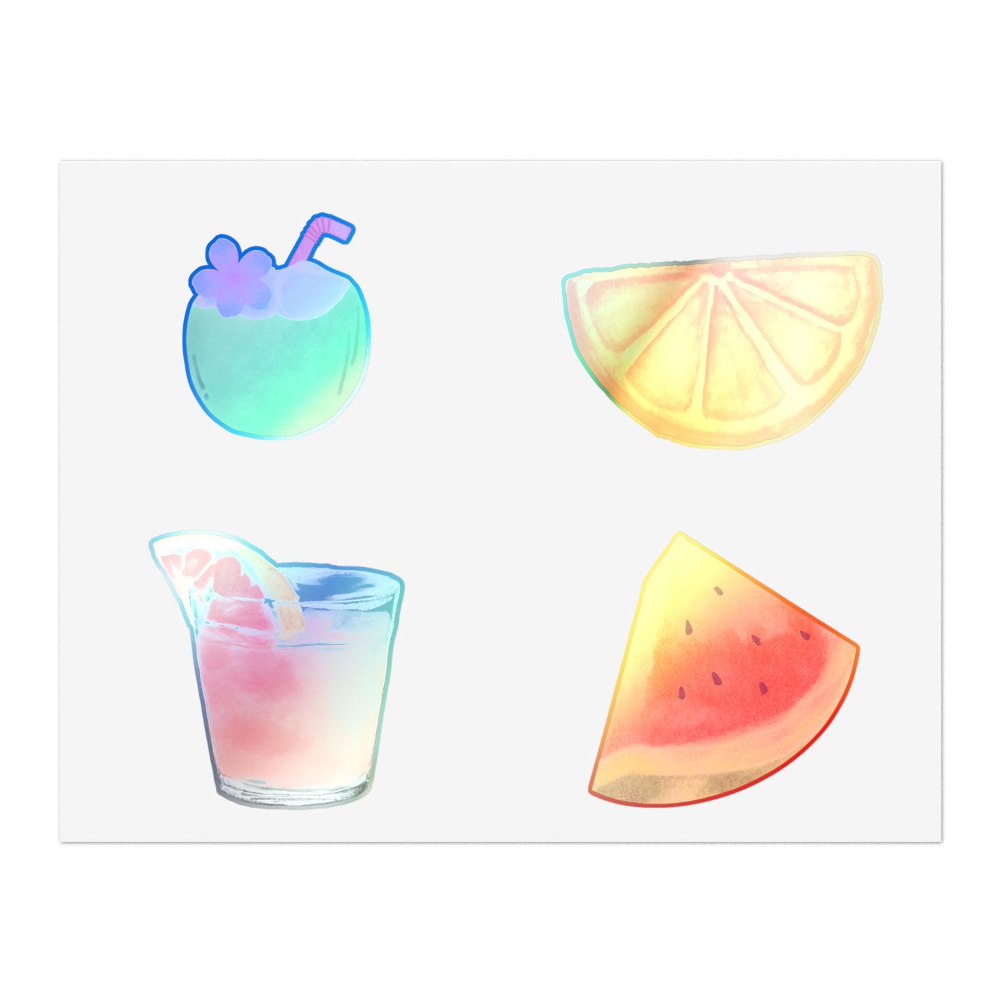 Decal Stickers - Cute Fruit and Beverage Design for Water Bottles, Laptop, Drinkware