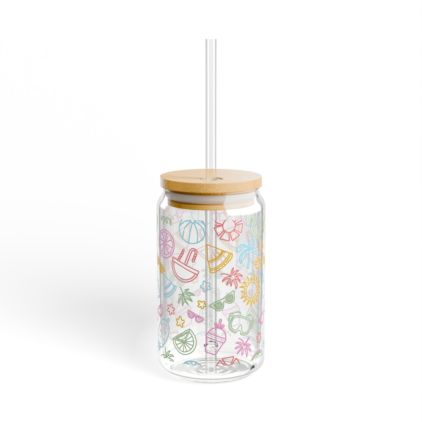 Tropical Vibes Sipper Glass - 16oz Eco-Friendly Drinkware with Fun Summer Design