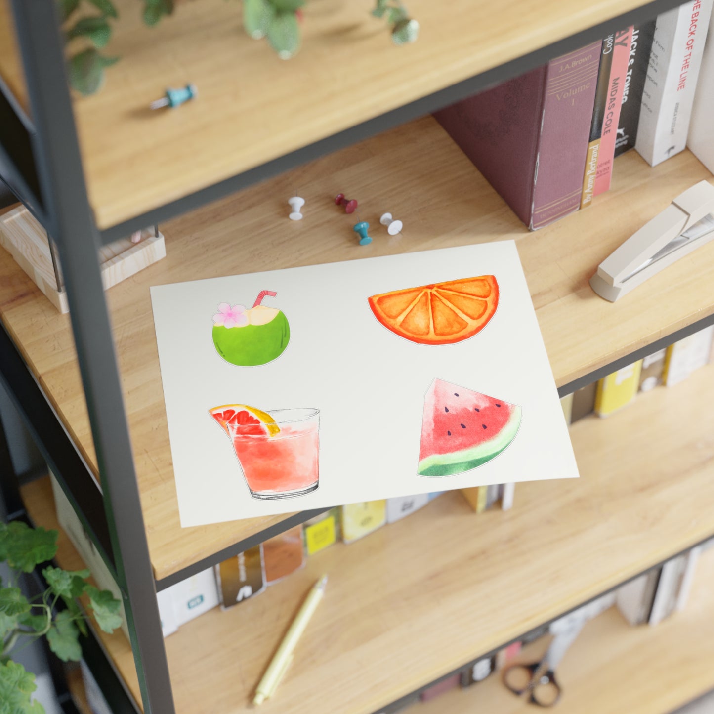 Decal Stickers - Cute Fruit and Beverage Design for Water Bottles, Laptop, Drinkware