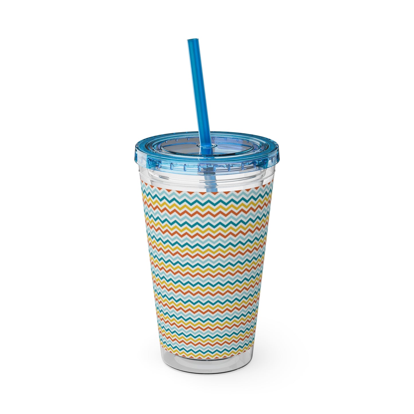 Sunsplash Chevron Tumbler with Straw - 16oz Plastic Drinkware