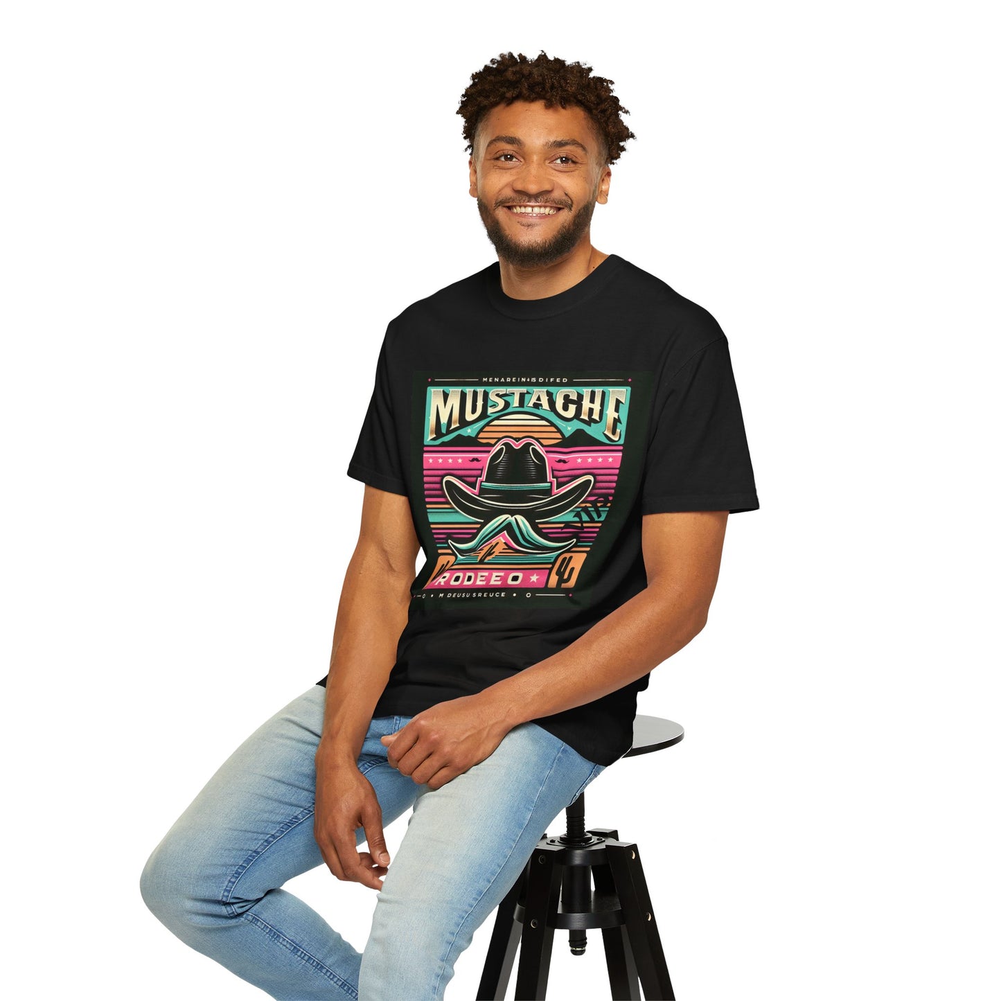 Mustache Cowboy Retro Tee