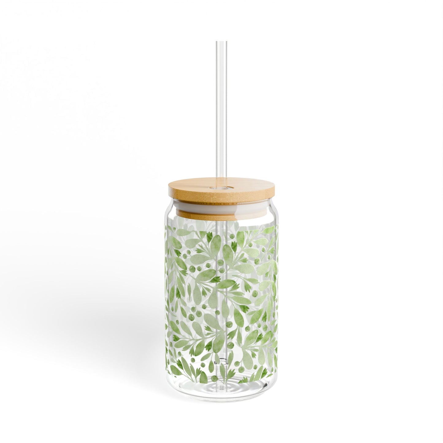 Cute Olive Sipper Glass - 16oz Eco-Friendly Drinkware with Bamboo Lid