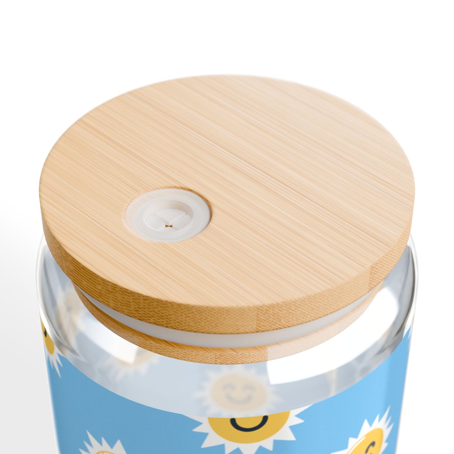 Sunshine Smiles Sipper Glass - 16oz with Eco-Friendly Bamboo Lid