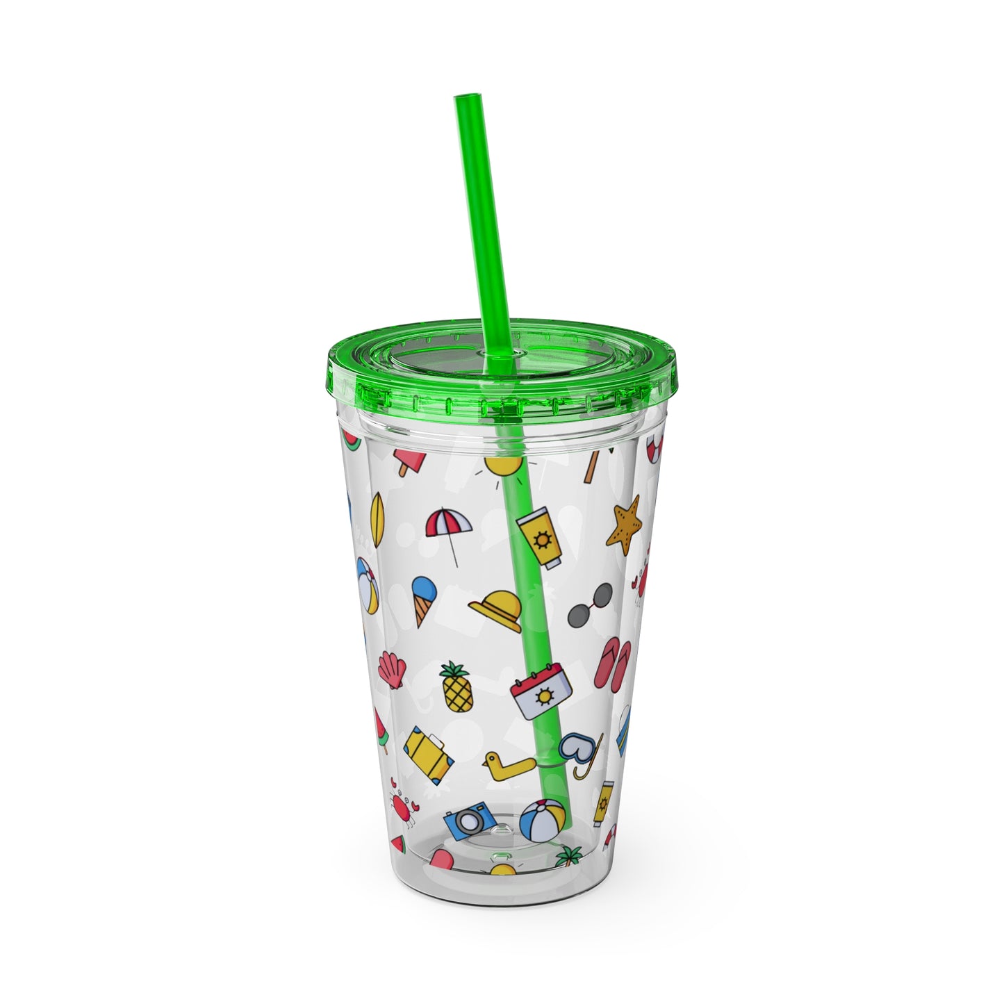 Fun Summer Print Plastic Tumbler: 16oz.