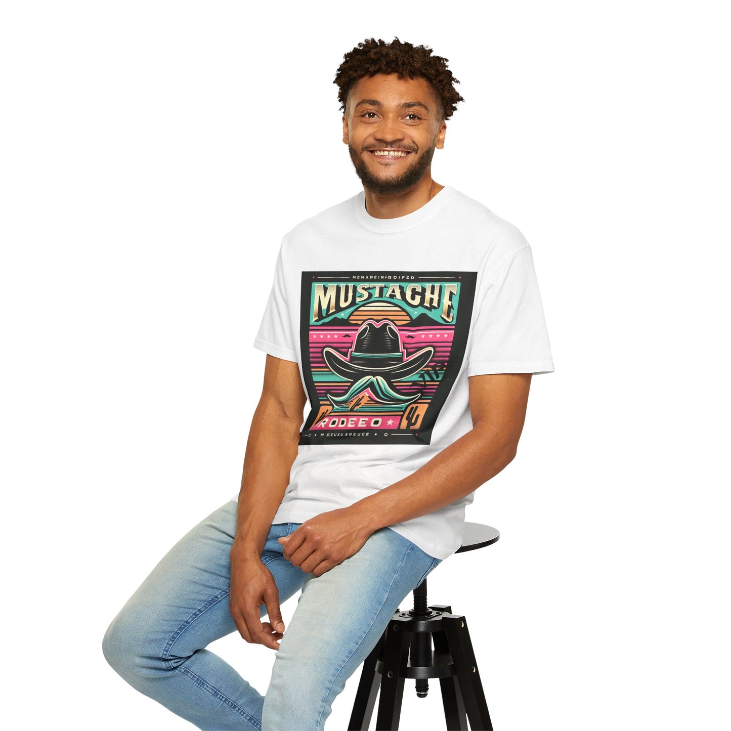 Mustache Cowboy Retro Tee