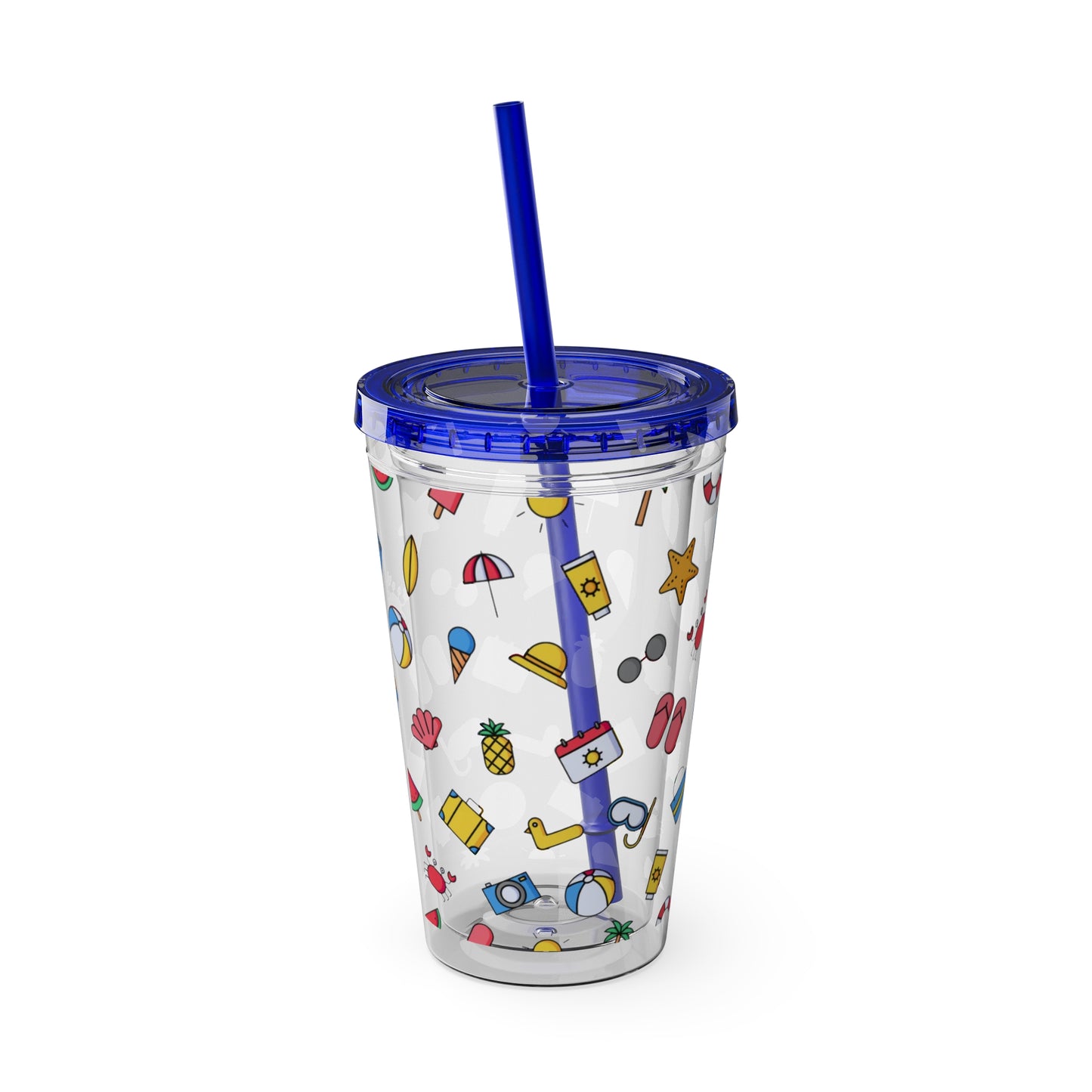 Fun Summer Print Plastic Tumbler: 16oz.