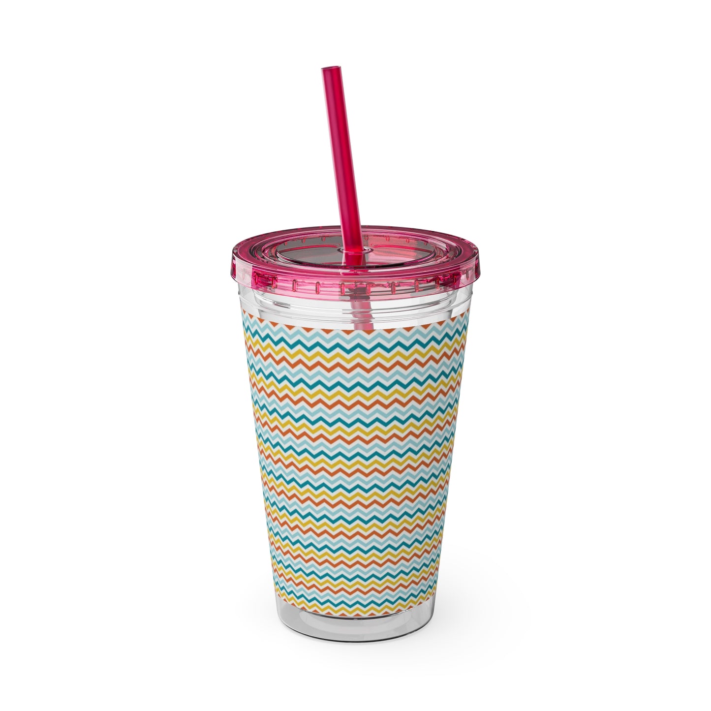 Sunsplash Chevron Tumbler with Straw - 16oz Plastic Drinkware