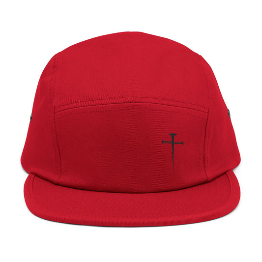 Embroidered 5 Panel Cap - Nail Cross