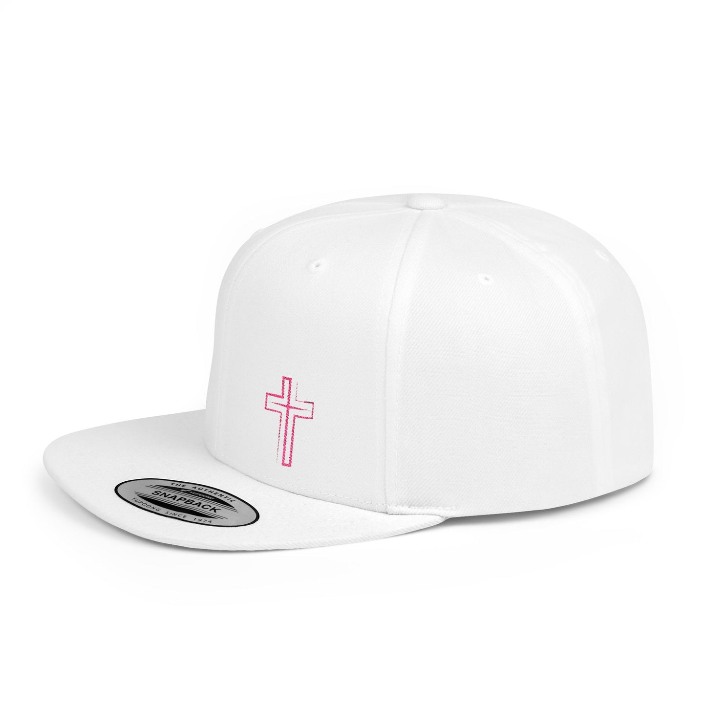 Pink Cross Flat Bill Snapback Hat