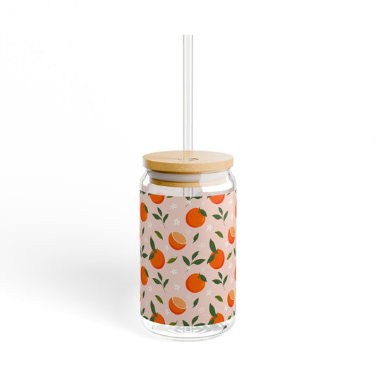 Citrus Burst Sipper Glass - 16oz with Straw - Perfect for Summer Drinks & Gatherings