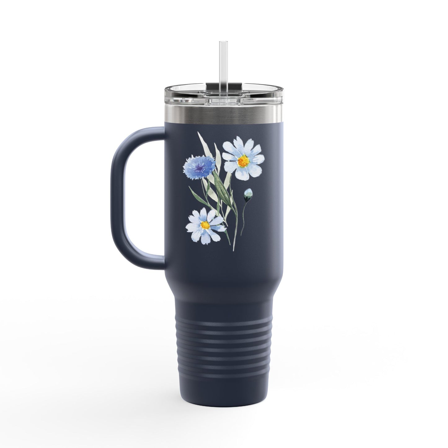 Floral Insulated Travel Tumbler With Handle - 40oz