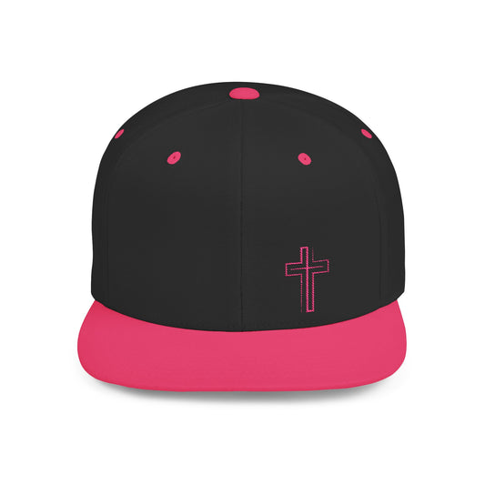 Pink Cross Flat Bill Snapback Hat