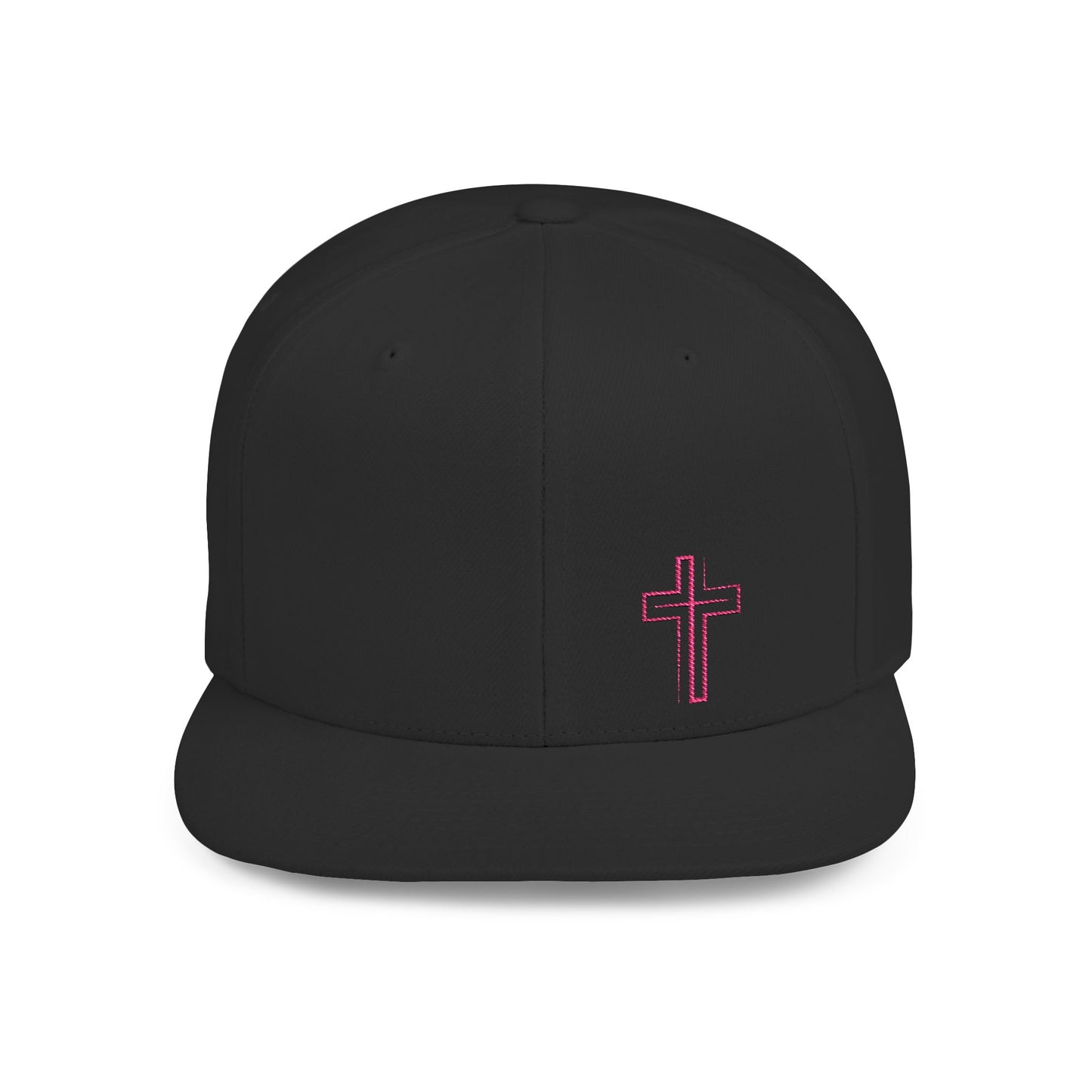 Pink Cross Flat Bill Snapback Hat
