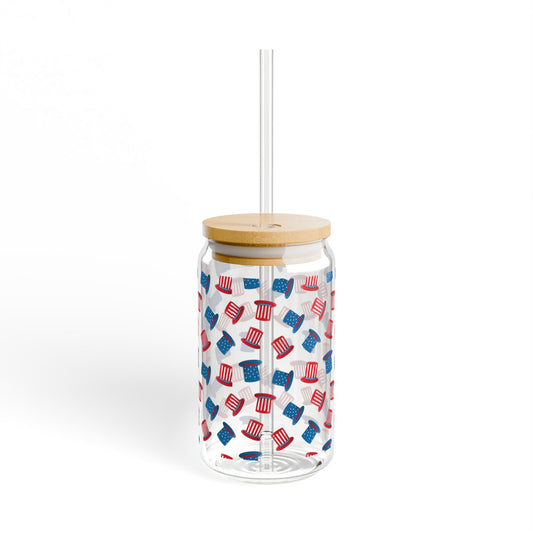 Patriotic Hats Sipper Glass - 16oz