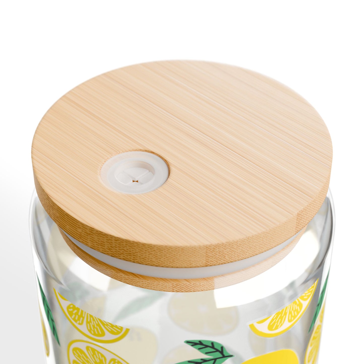 Lemon-Patterned Sipper Glass - 16oz Eco-Friendly Drinkware with Reusable Straw