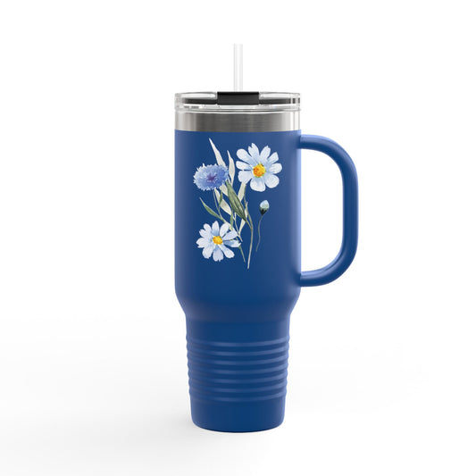Floral Insulated Travel Tumbler With Handle - 40oz